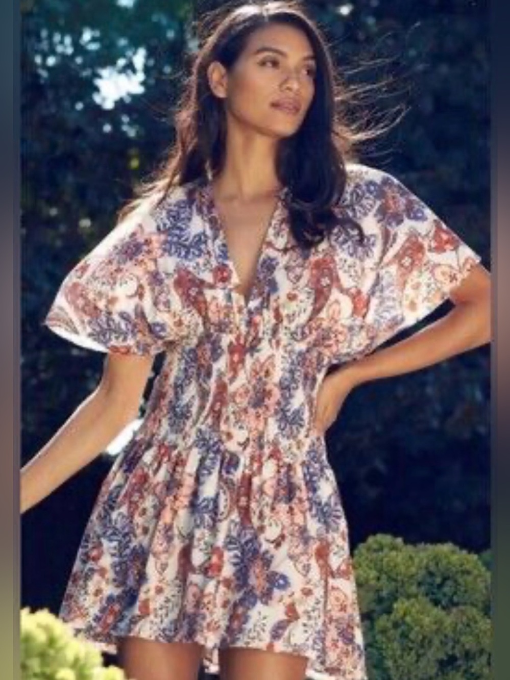 MISA Della Dress Floral Smocked Waist Pullover  Mini NWT Sz XS $370